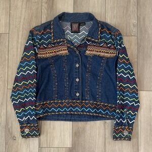 Vintage Gordon & James Button Up Denim Jacket Womens Size Large 90s Y2K VTG Boho
